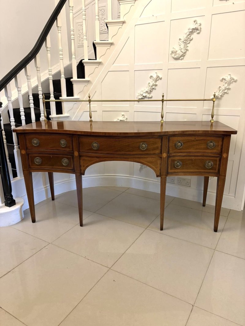 Antique Edwardian Figured Mahogany Serpentine Sideboard